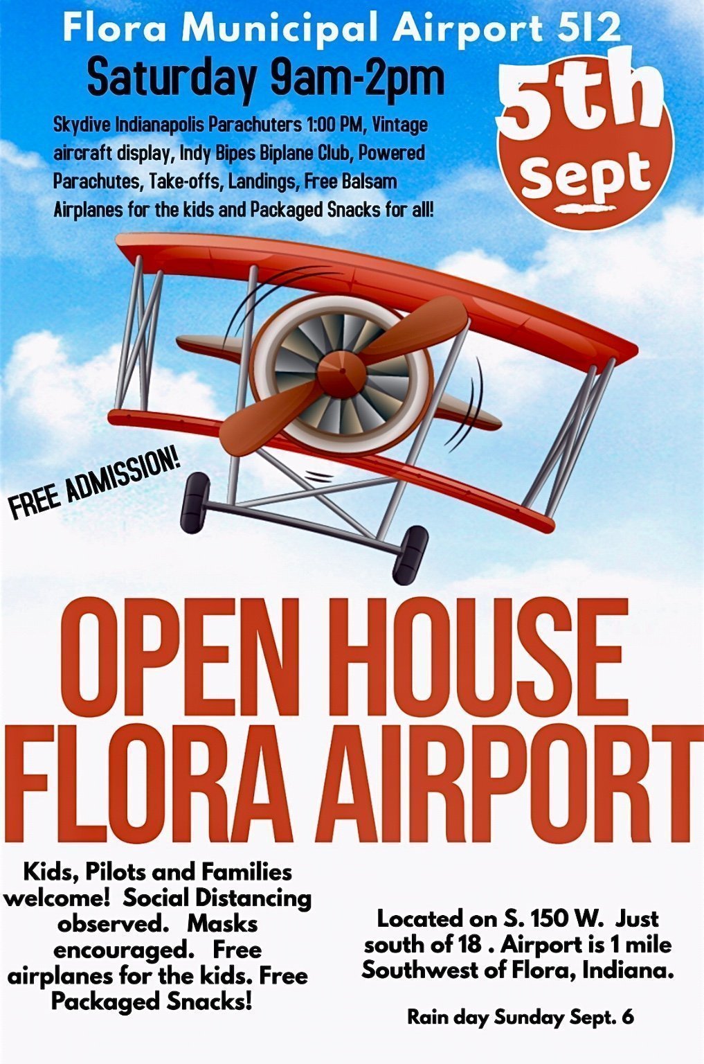 Flora Airport Open House Saturday Sept. 5 Brings Skydive, Biplanes